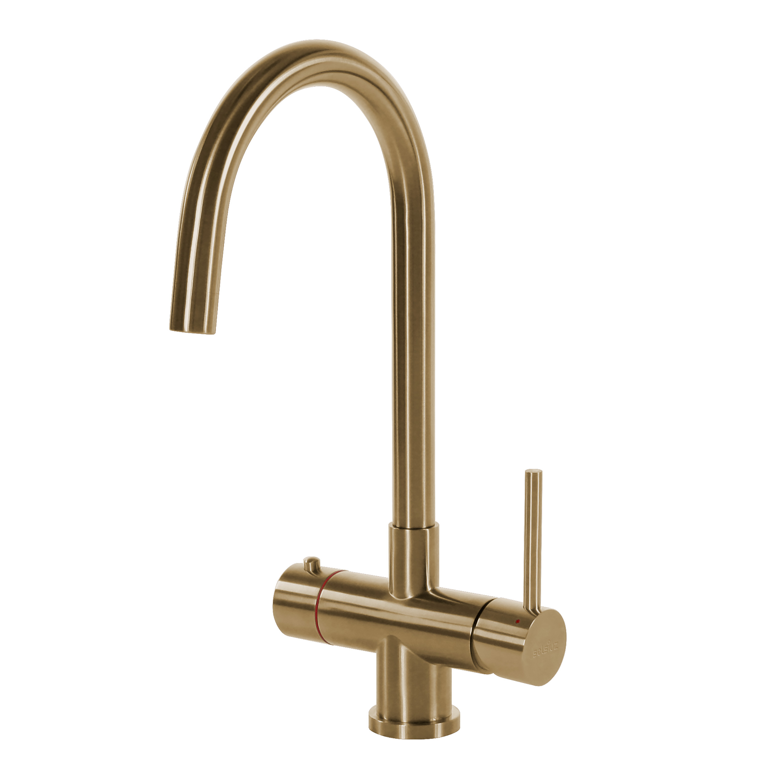 Selsiuz Inox kokend water kraan met combi extra boiler en C-uitloopkraan gold