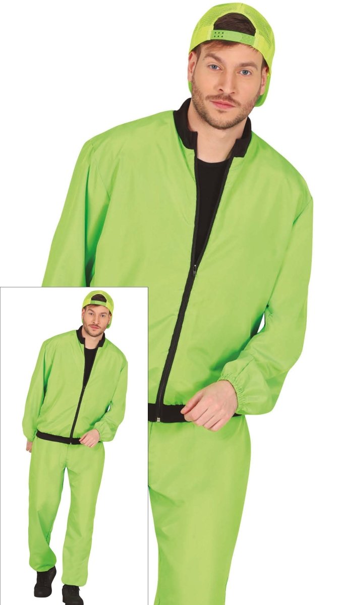 Neon Groene Trainingspak Fout Heren 2 delig