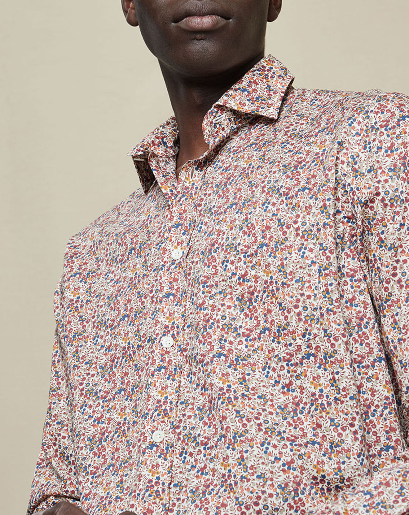 Hartford Chemise regular Paul à fleurs écru/bordeaux/jaune/bleu
