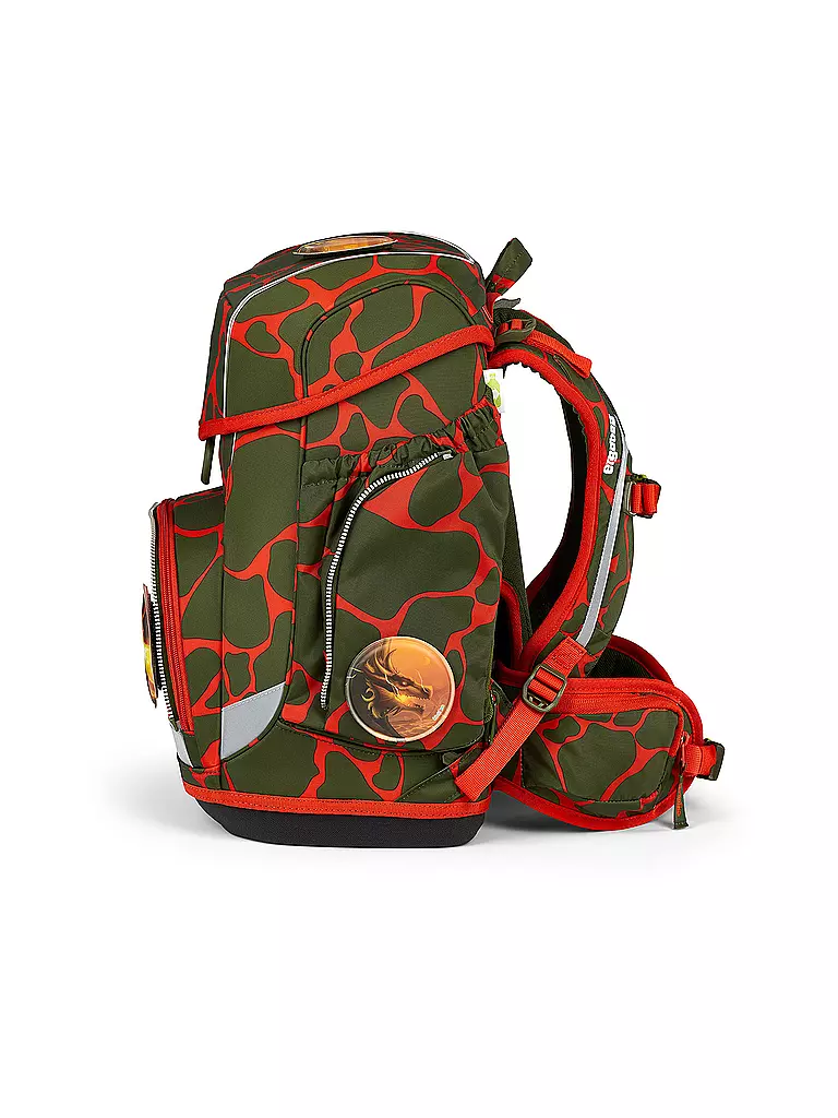 ERGOBAG Schultaschen Set 5tlg CUBO Lumi FeuerspeiBär olive