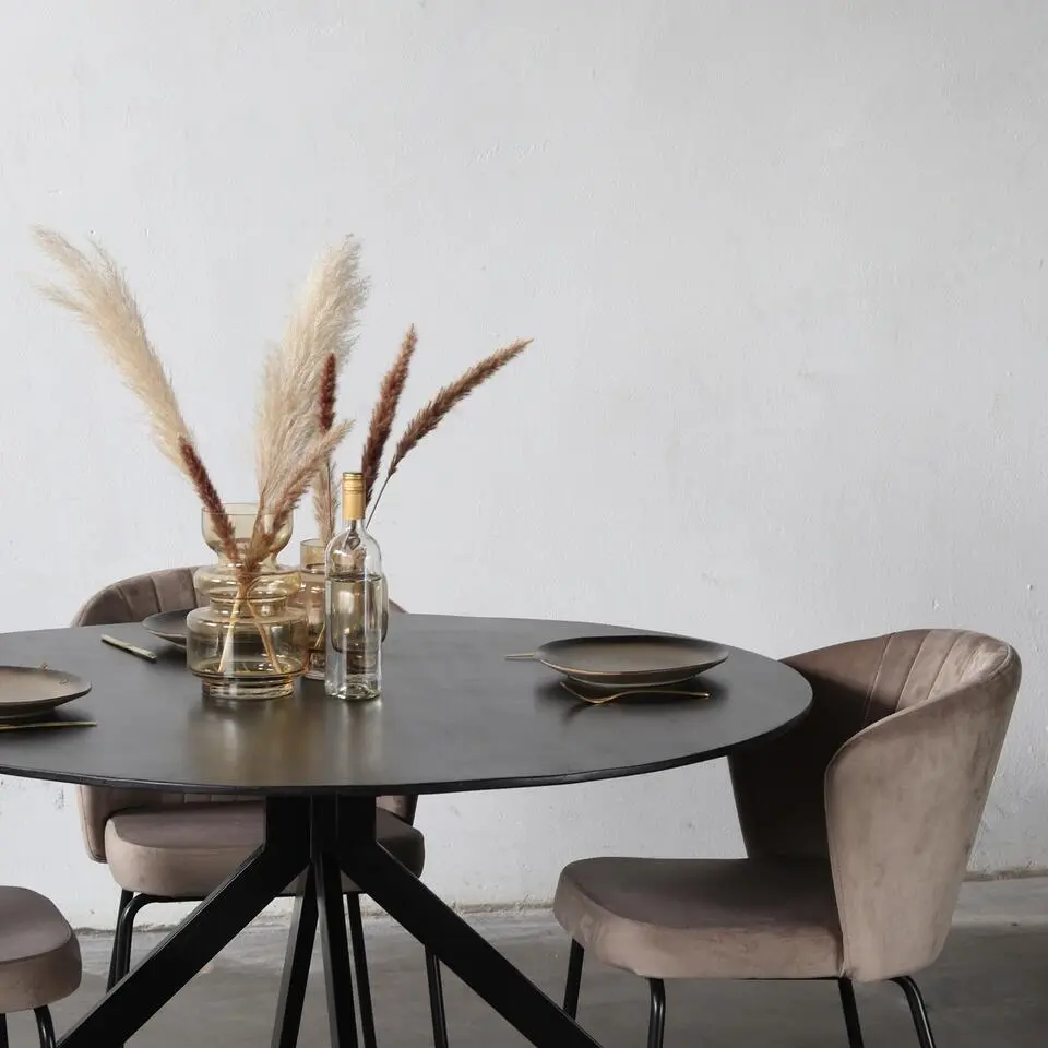 Eettafel Rond 130cm - Zwart Mangohout - Tafel Batti