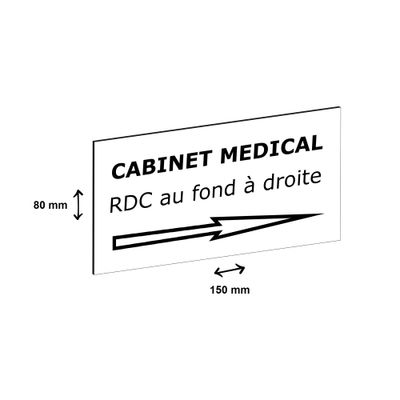 Plaque personnalisée avec votre texte - 150 x 80 mm - blanche - adhésivée prête à poser
