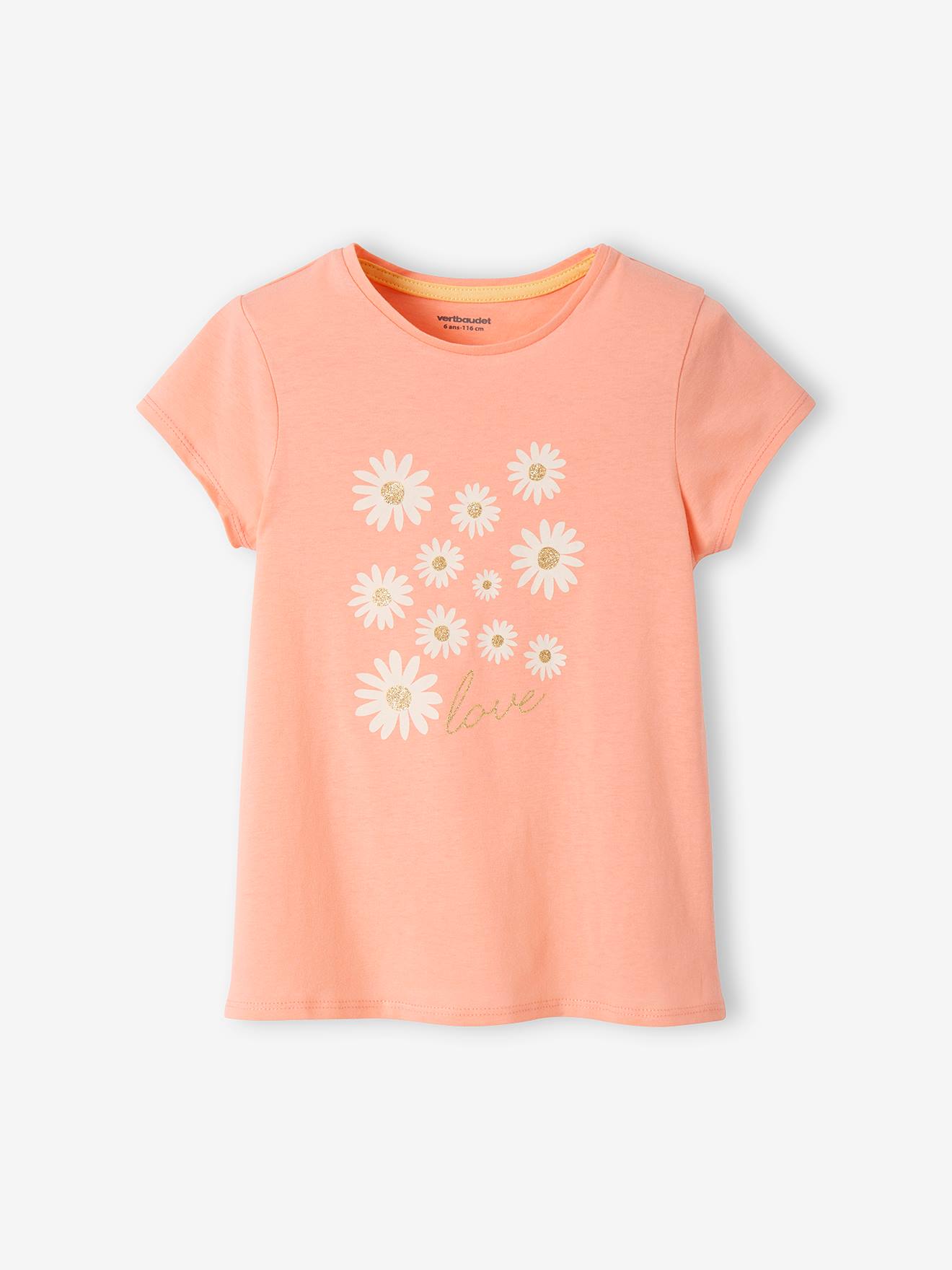 Conjunto de 3 camisetas sortidas com detalhes iridescentes, para meninas, cor damasco.