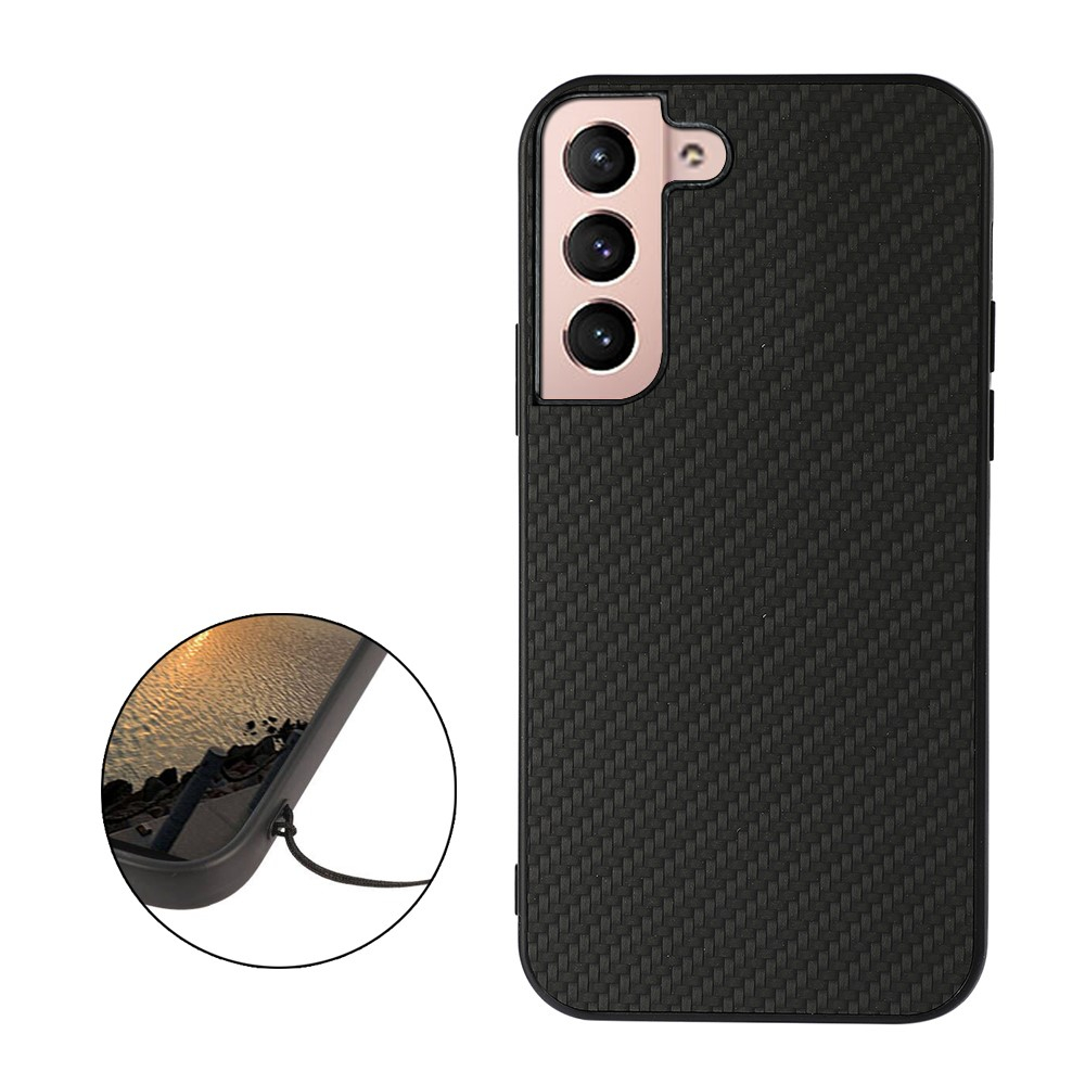 Samsung Galaxy S22 5G Hardcase Hülle im Carbon Leder Look - Schwarz