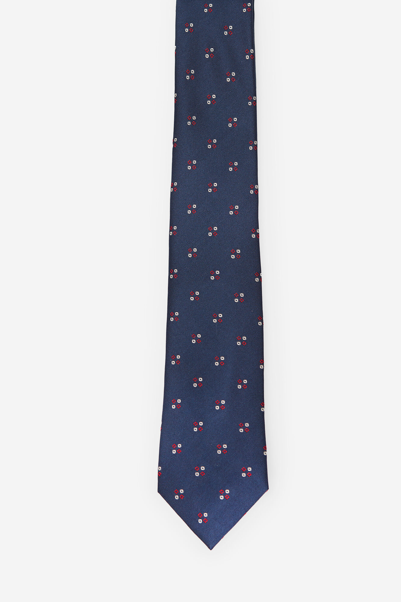 Gravata de seda com microestampa - Azul marinho
