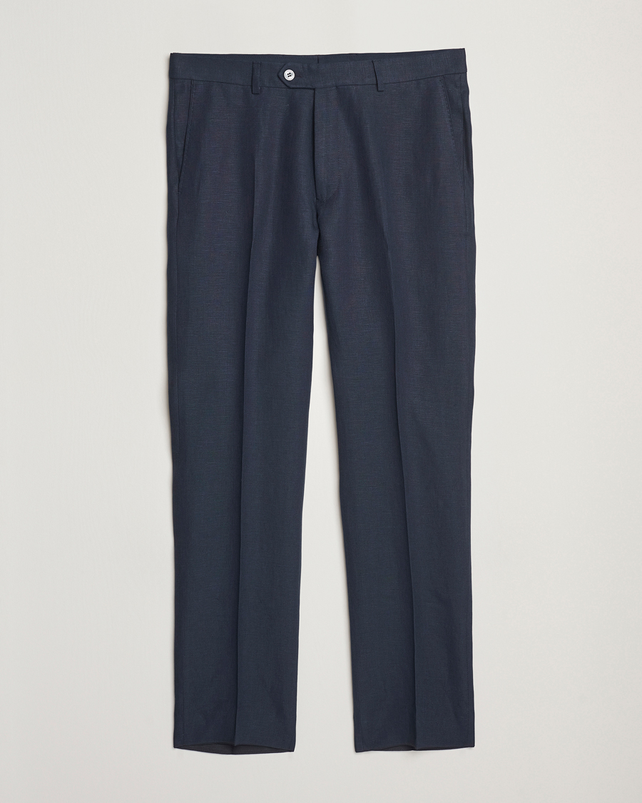Oscar Jacobson Dandy Linen Trousers Navy