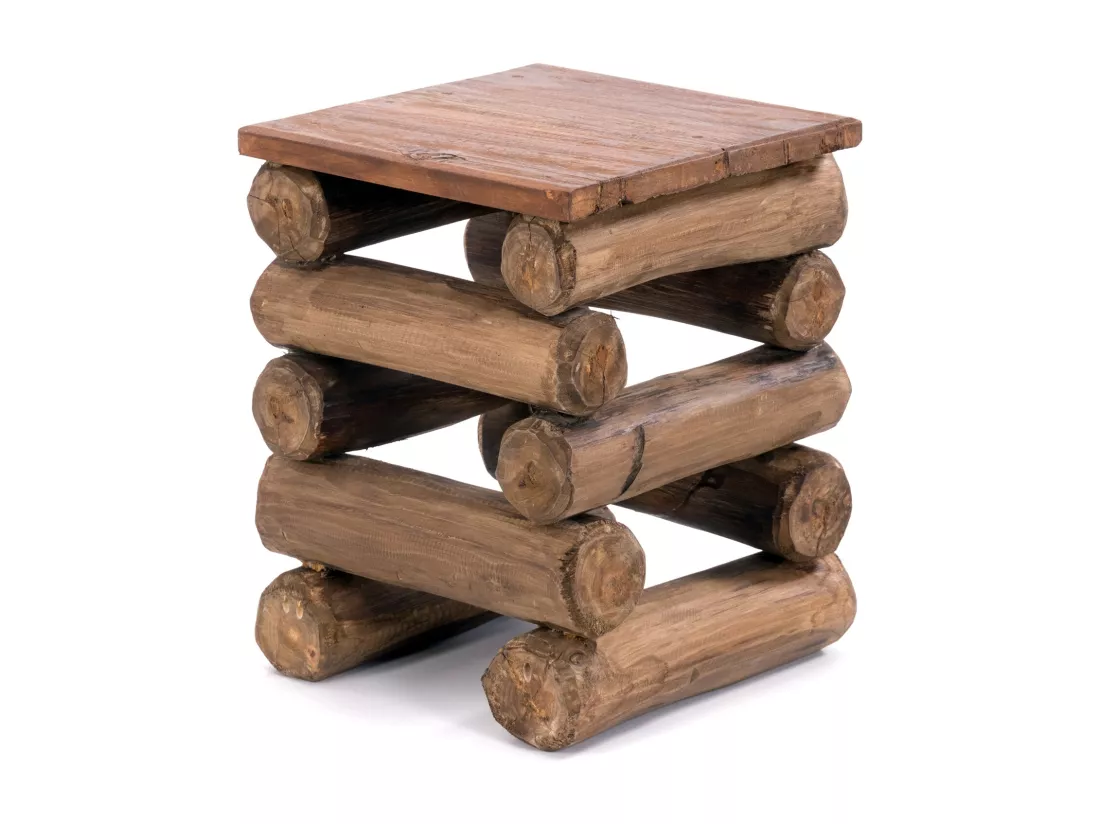 TABOURET BLOC 38 Teck massif couleurs naturelles