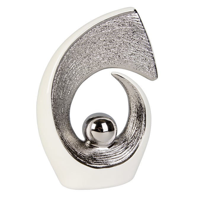 Standdeko - aus Keramik - ca. 14 x 5 x 20,5 cm - silber