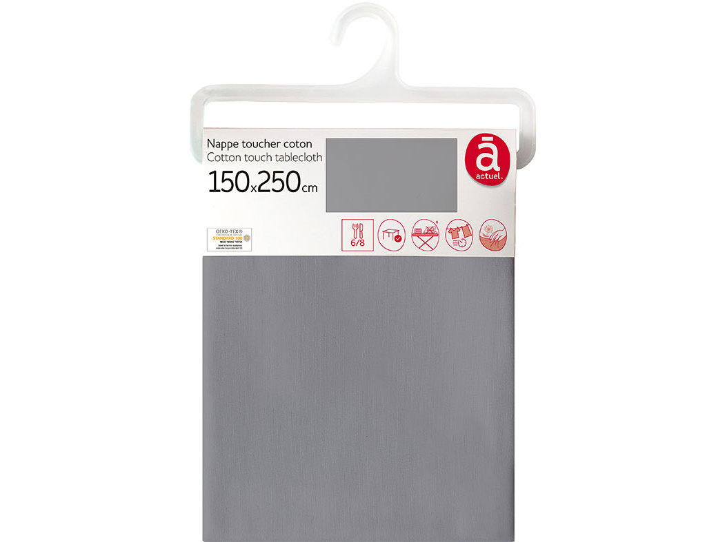 TOALHA MESA 100%POL ACTUEL CINZA 150X250