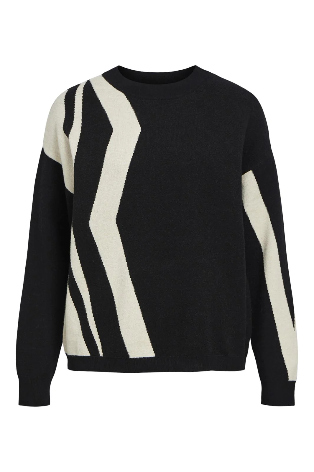 Object Objray Lo L/S Knit Pullover 4611804 black sandshell vertical stripes