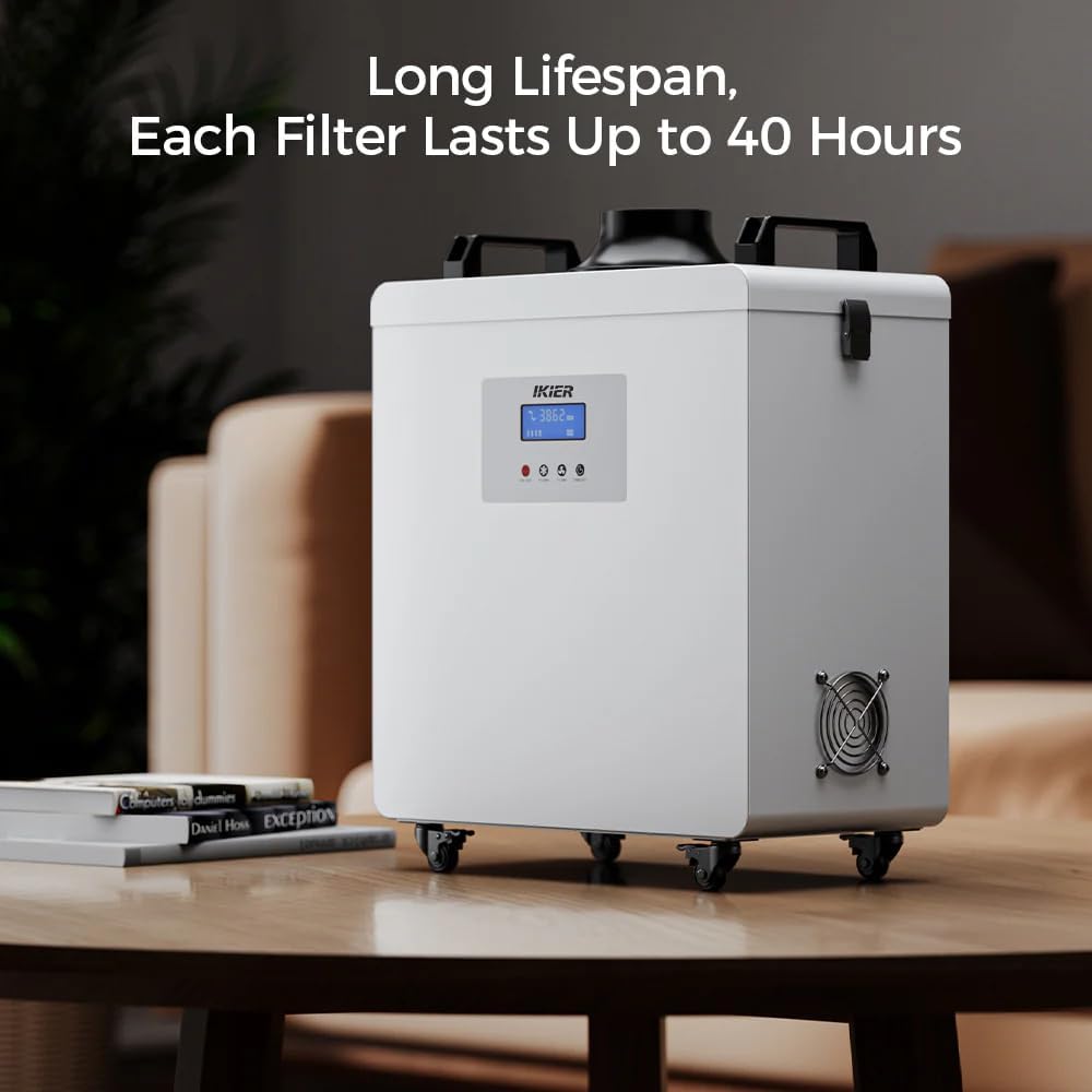IKIER D4 Rauchfilter für A1/A1 Pro Lasergravierer, Desktop Luftreiniger mit 99,97% Filtration, Bürstenloser Motor, Einstellbare Geschwindigkeit, Lange Lebensdauer