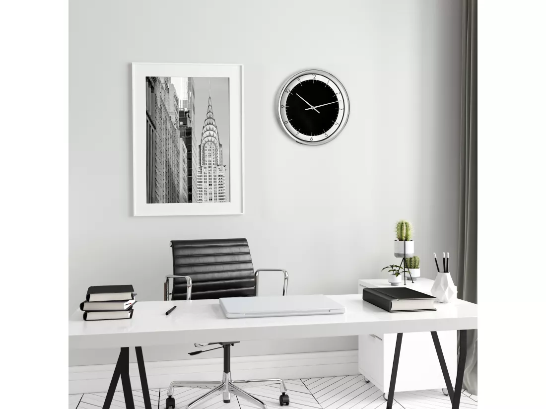 Horloge ronde bicolore en métal chromé 30x30cm