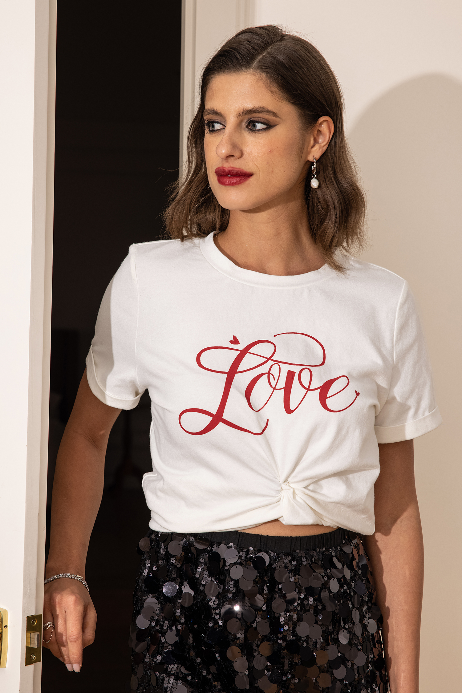 T-shirt basique à col rond blanc