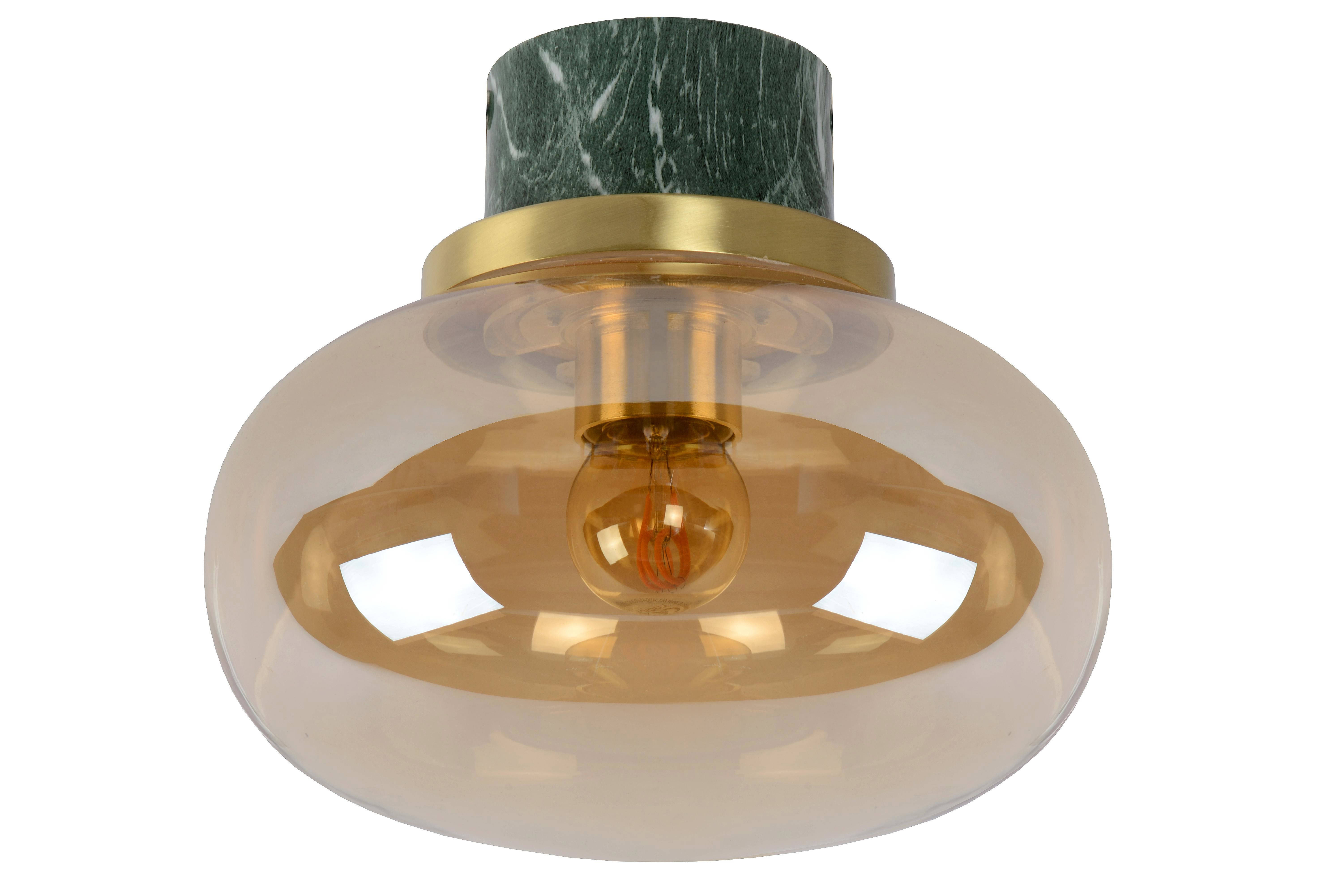 Lucide Lucide LORENA - Plafonnière Badkamer - Ø 23 cm - 1xE27 - IP44 - Amber