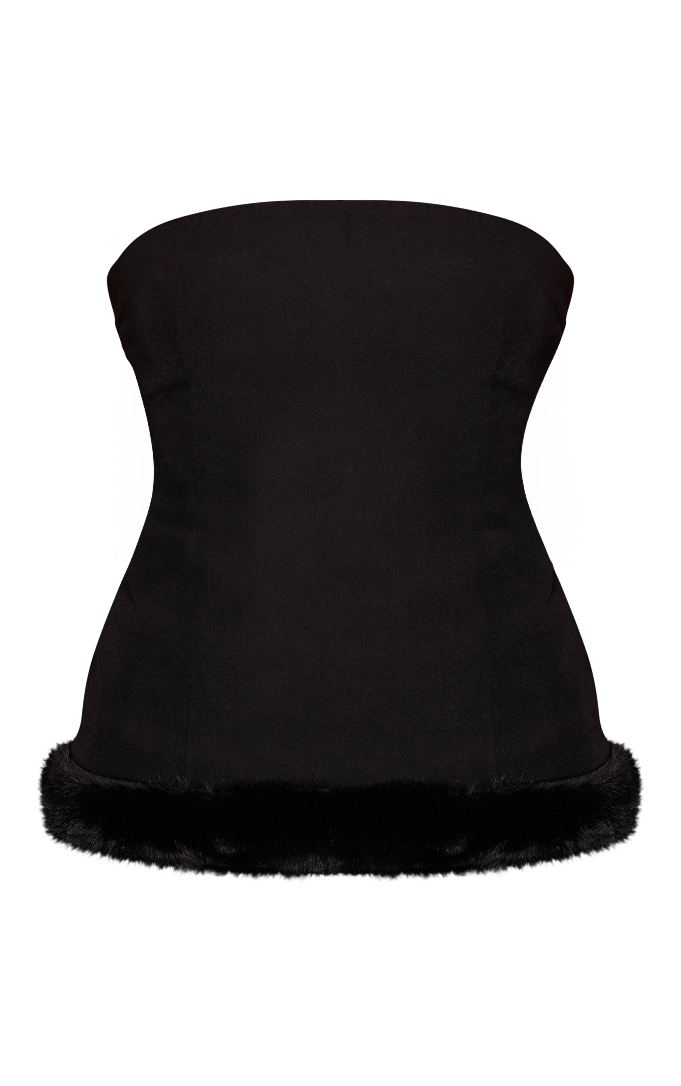Noir Top Bandeau Avec Bordure En Synthétique