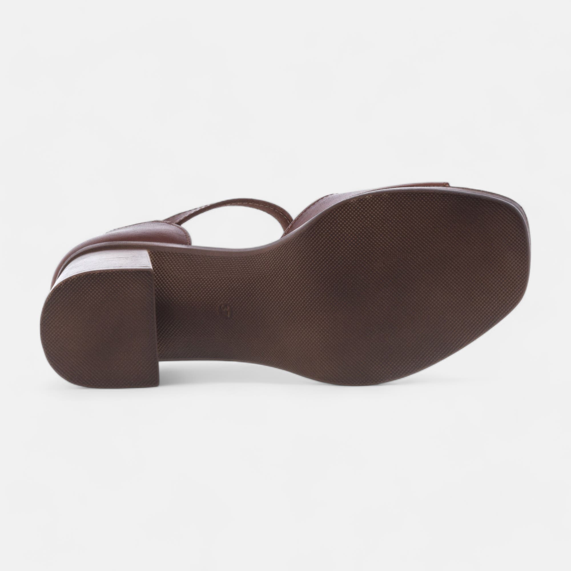 Nu-pieds à talon Femme en cuir cognac