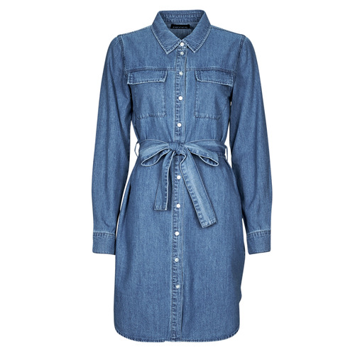 Pieces - PCOSALINA LS MIDI DNM MB DRESS - Bleu