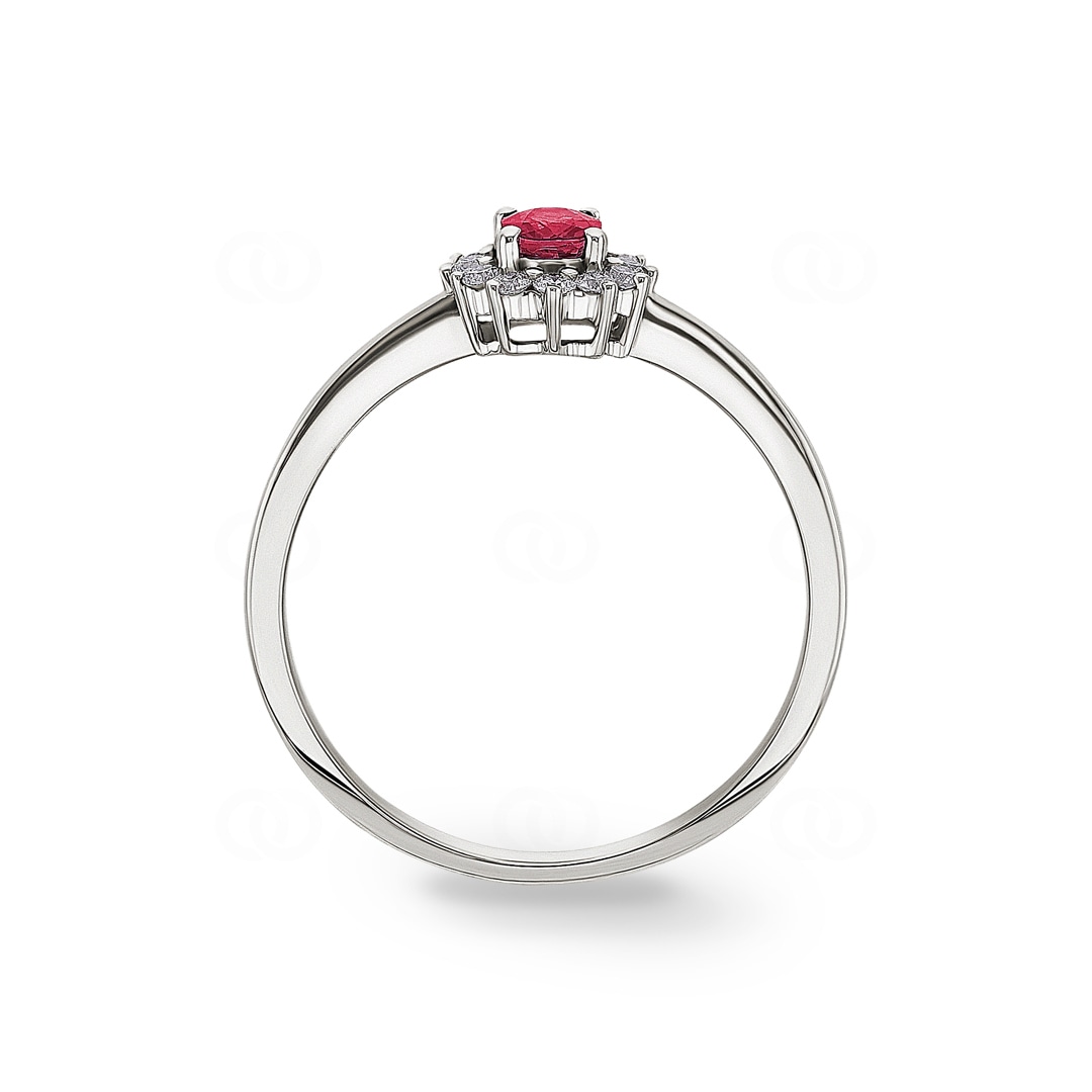 Rubinring 750/18 K Weissgold mit Diamanten 0.15 ct H/si