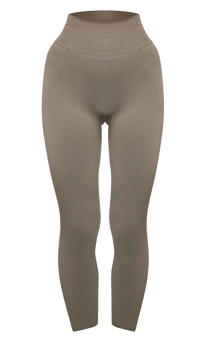 Vert Olive Haut De Sport Court Sans Coutures À Manches Longues