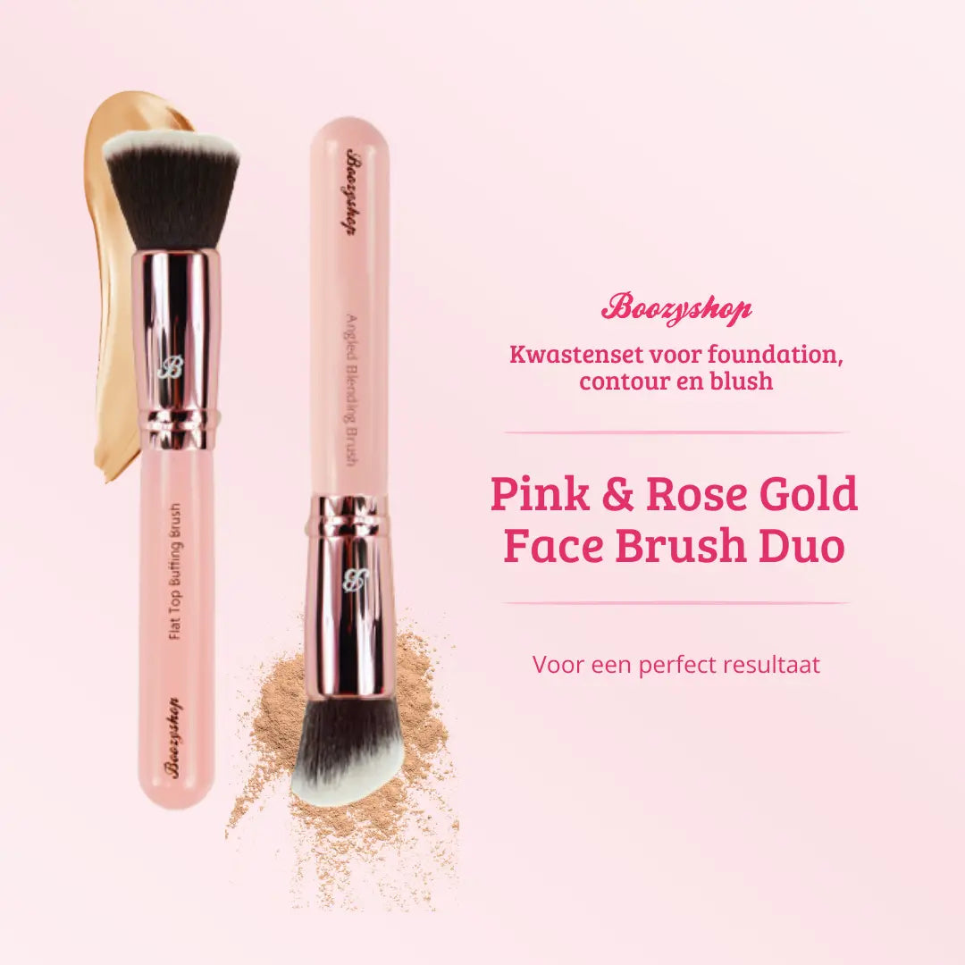 Pink & Rose Gold Face Brush Duo