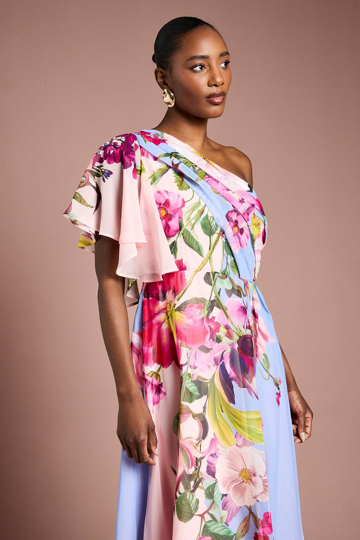 Coast Robe en Mousseline à Imprimé Floral Une Épaule