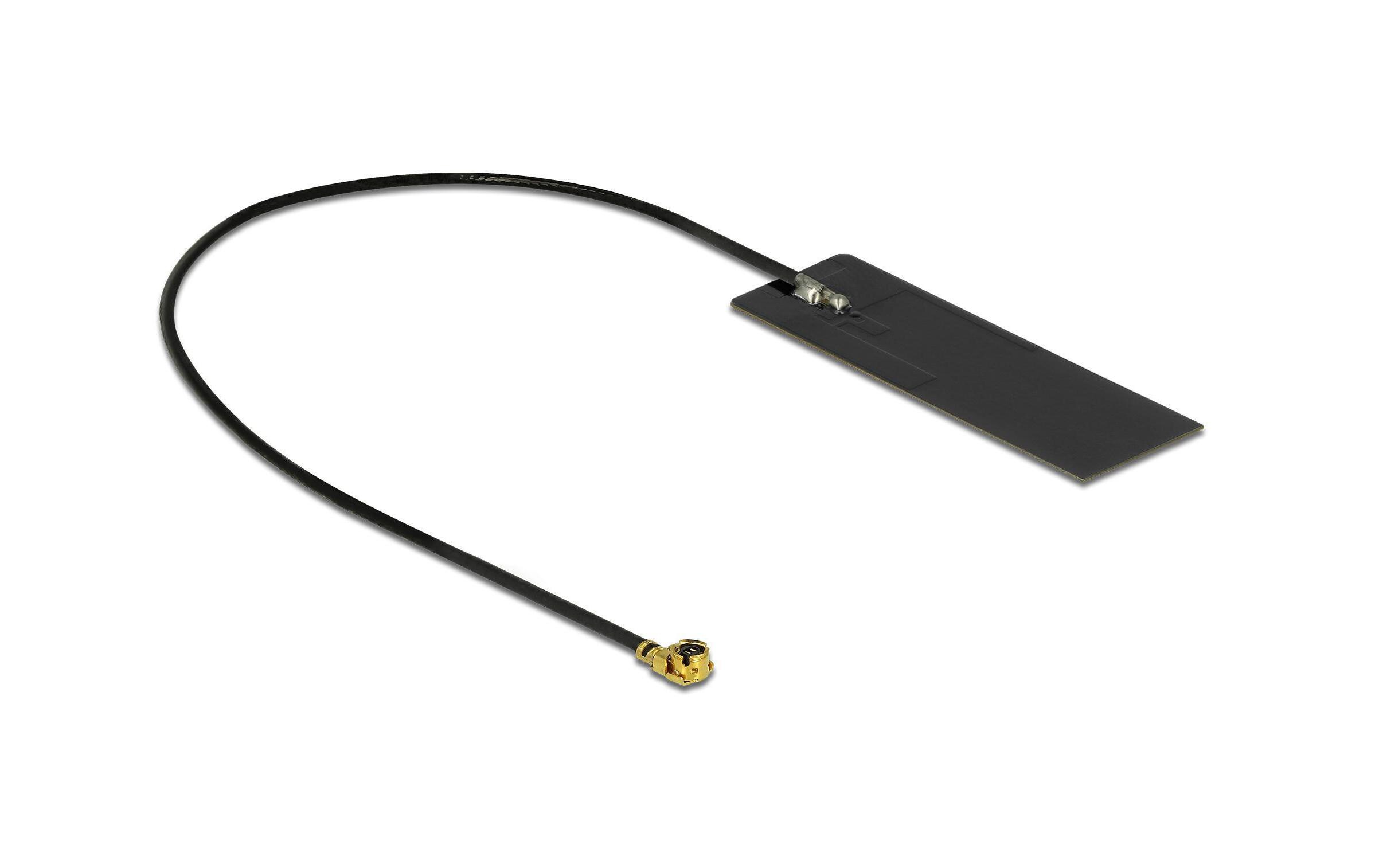 WLAN-Antenne MHF I MHF I 4 dBi RundstrahlDelock WLAN 802.11 ac/a/h/b/g/n Doppelantenne 2 x MHF 4L Stecker 3 - 5 dBi 1.13 2 x 25 cm PCB intern Klebemontage