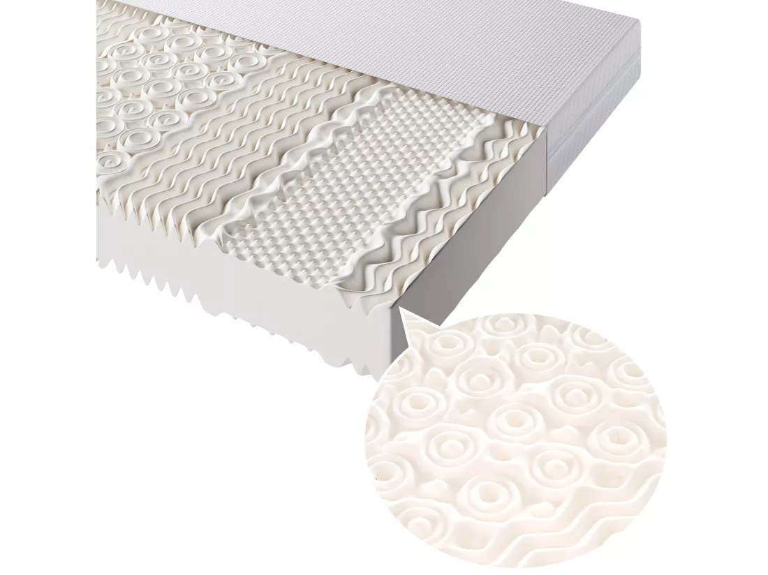 Matelas 90x200 cm mousse ép.20cm - dureté H3&H2 - en fibres lavable - Blanc