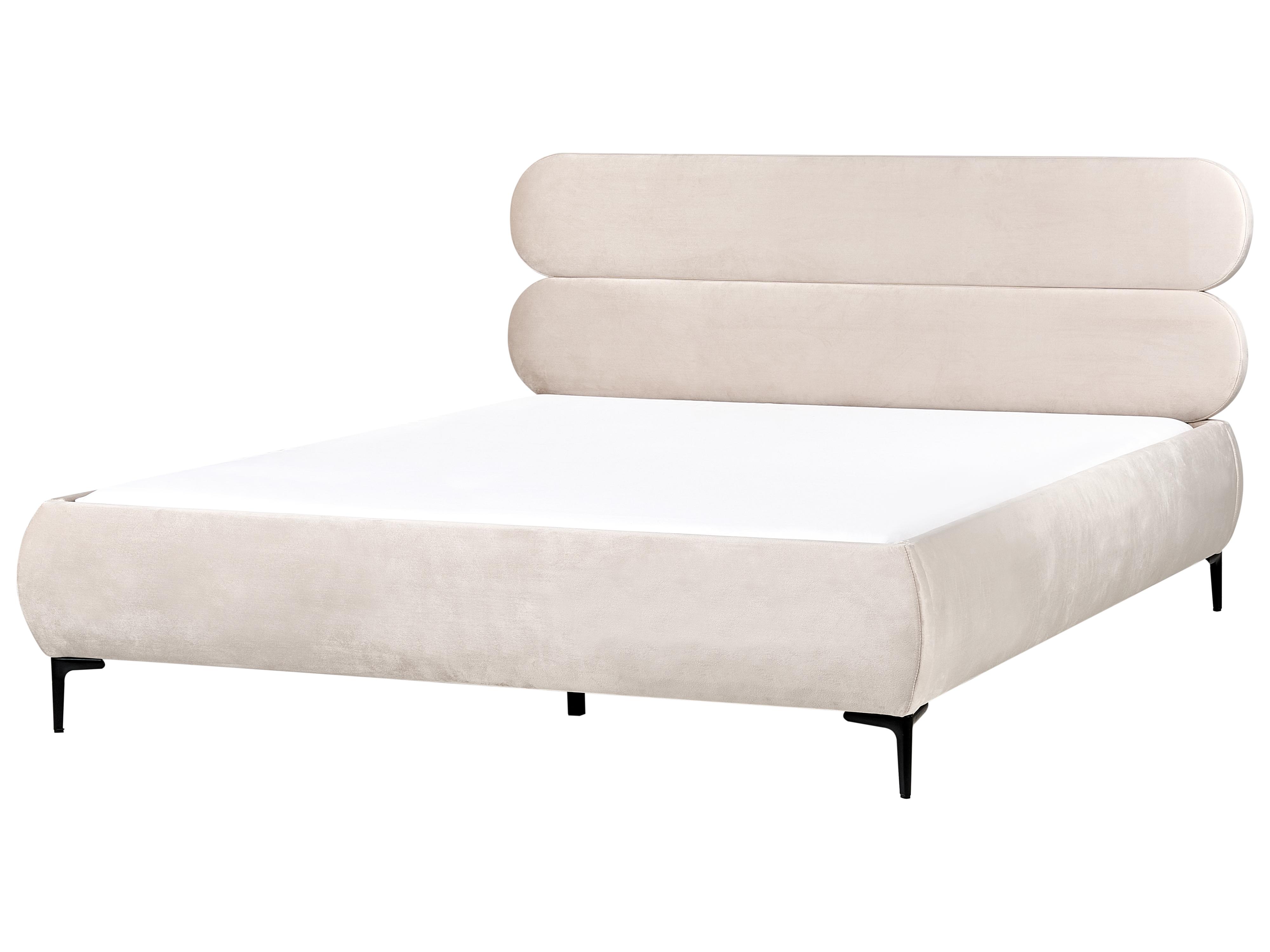 Bed Fluweel LESSAY 180 x 200 cm Lichtbeige