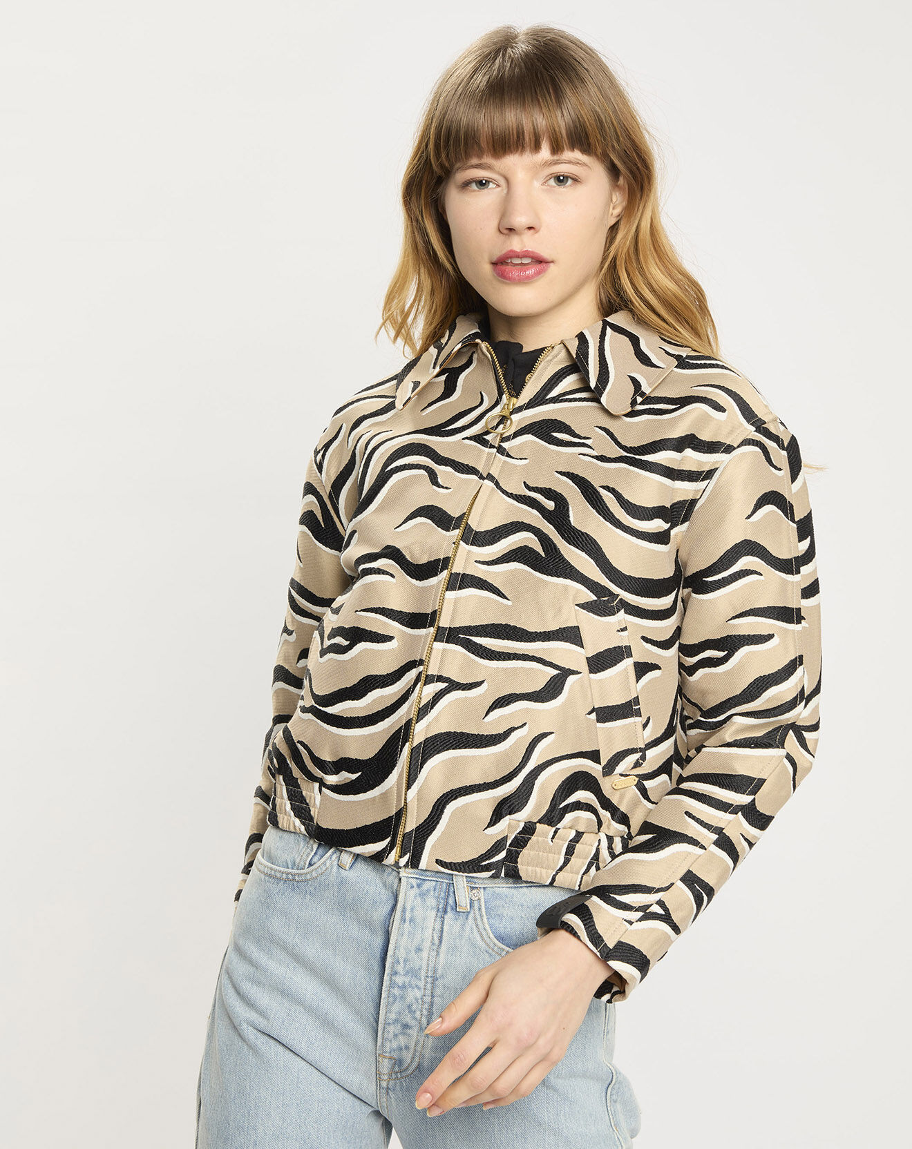 Scotch & Soda Veste courte Animal beige/noir