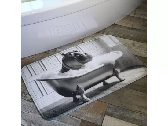 Tapis de bain en polyester Animal 45 x 75 cm Hippo