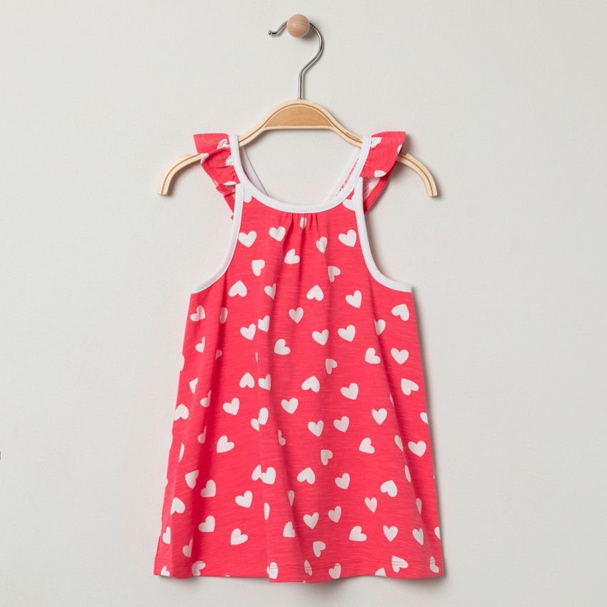 Robe imprimées all-over à bretelles volantées - Fuchsia