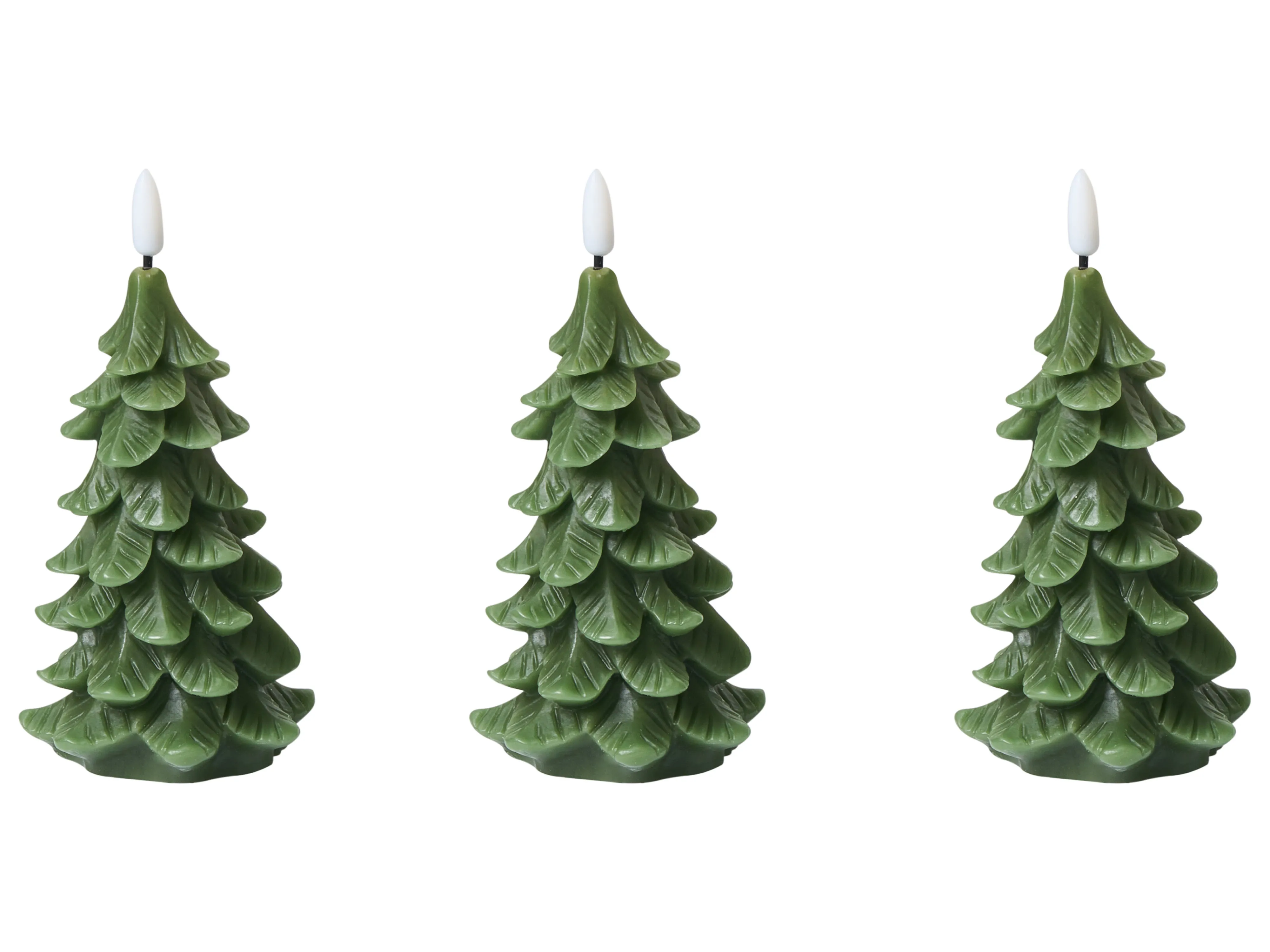 Set van 3 LED kaarsen VELOURA Kerstboom 16 cm Groen