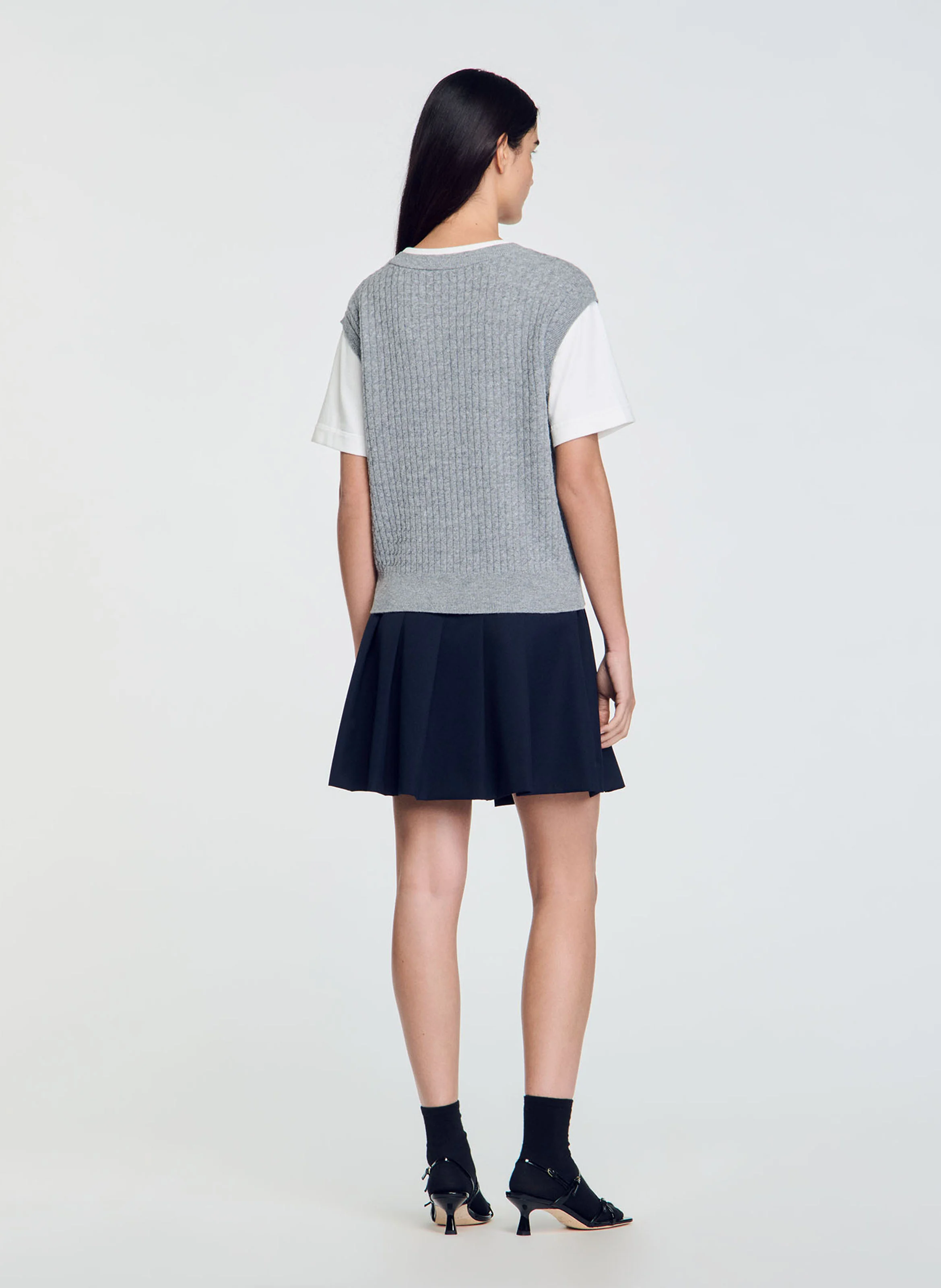 Pull col rond en laine mélangée | Gris
