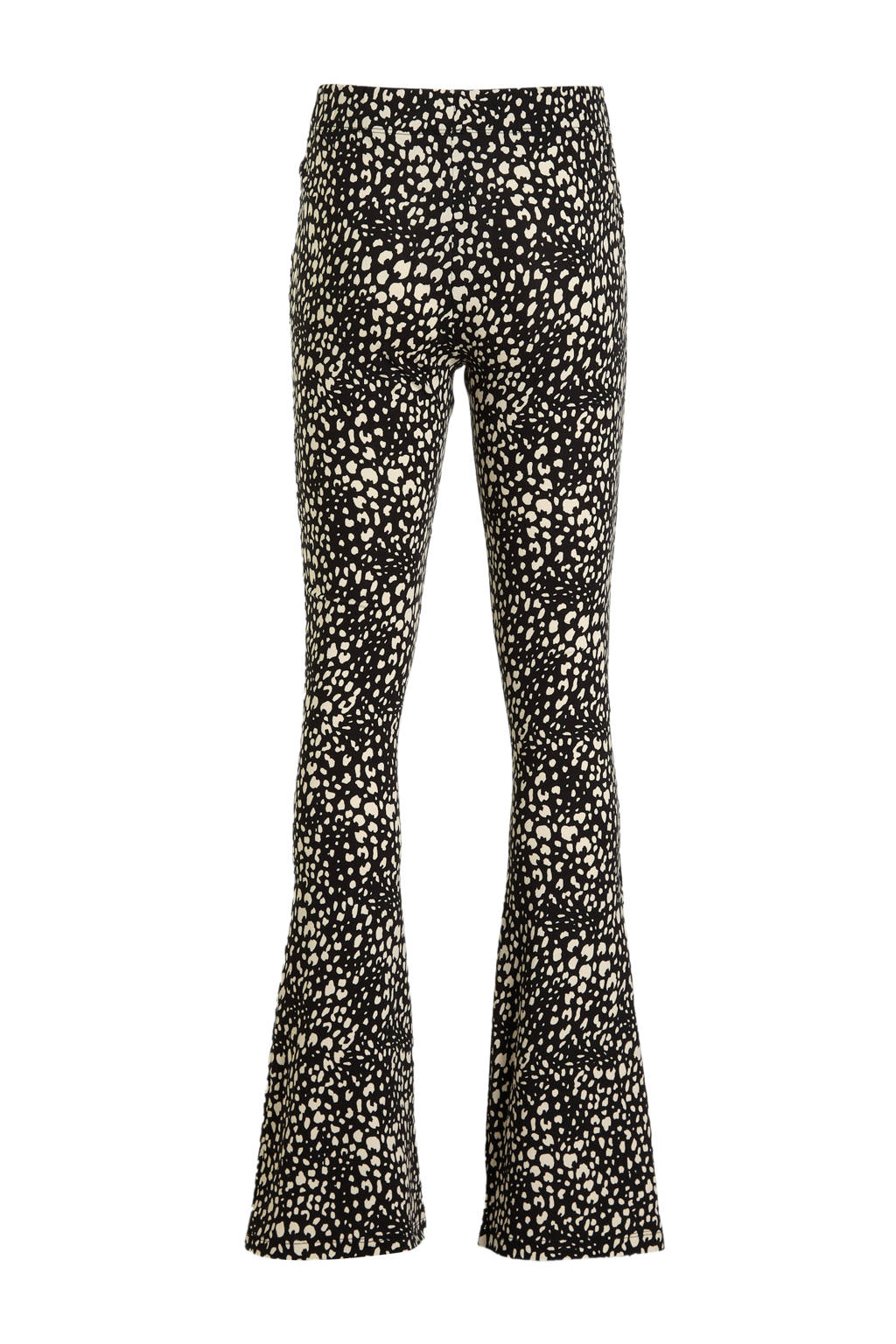 Cars flared broek PILAR met all over print zwart/beige