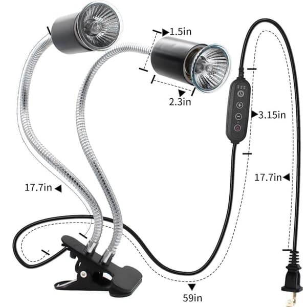 INF Dobbel varmelampe for terrarium / UVA-lampe for krypdyr  0