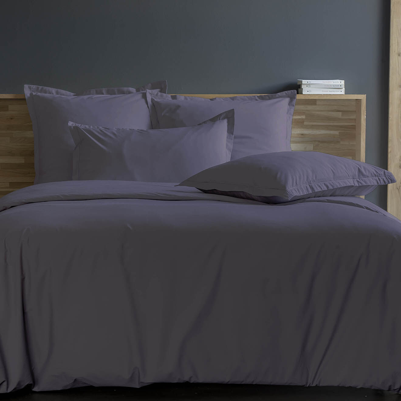United by PDC Housse de couette 100% Satin de Coton gris anthracite