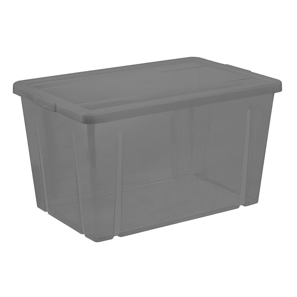 Boîte de rangement transparente gris fumé 54L