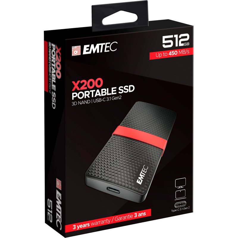 Emtec X200 disque SSD externe 512 Go - Usb 3.0 (Usb-A)