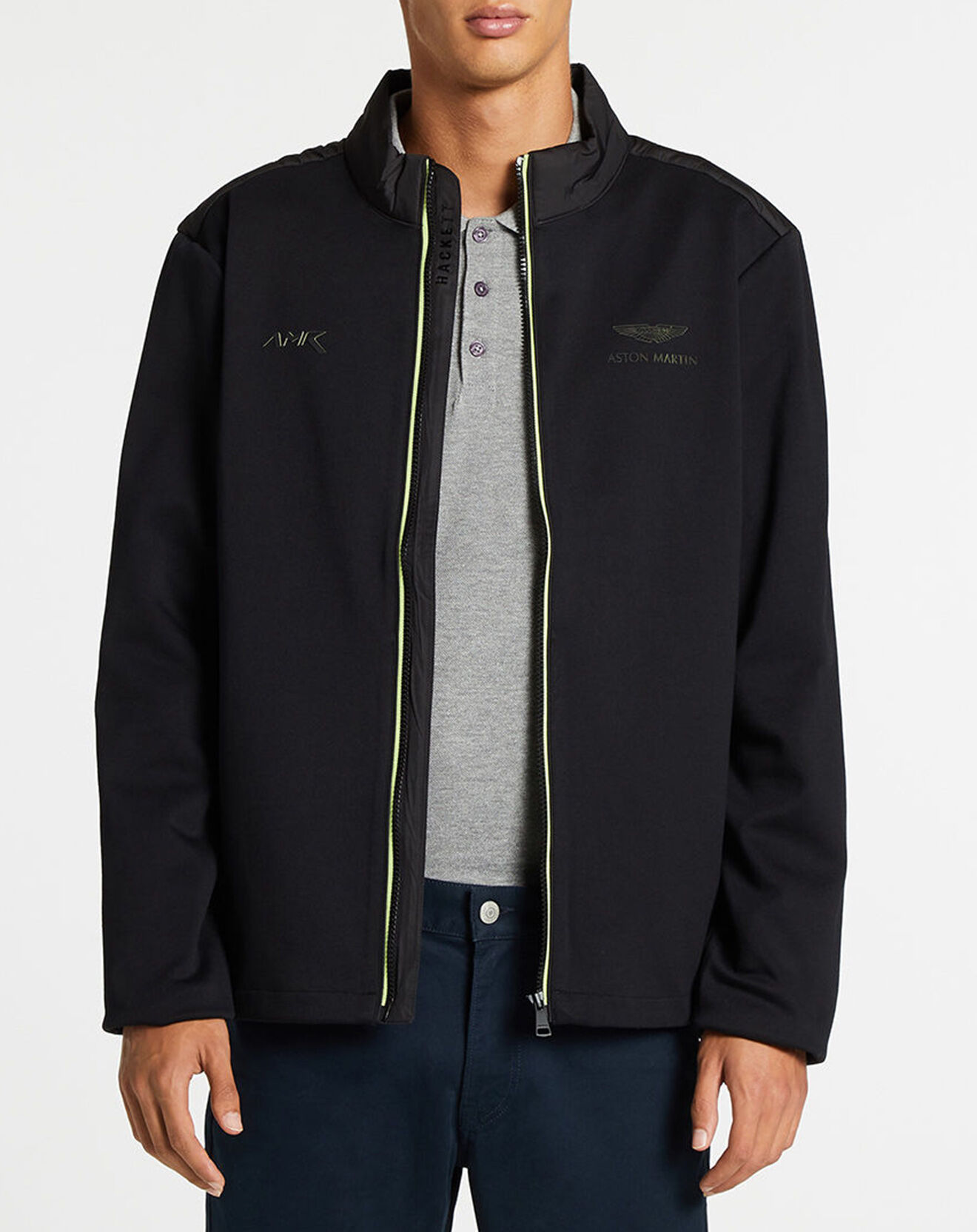 Hackett London Blouson Aston Martin Racing Jersey bimatière noir