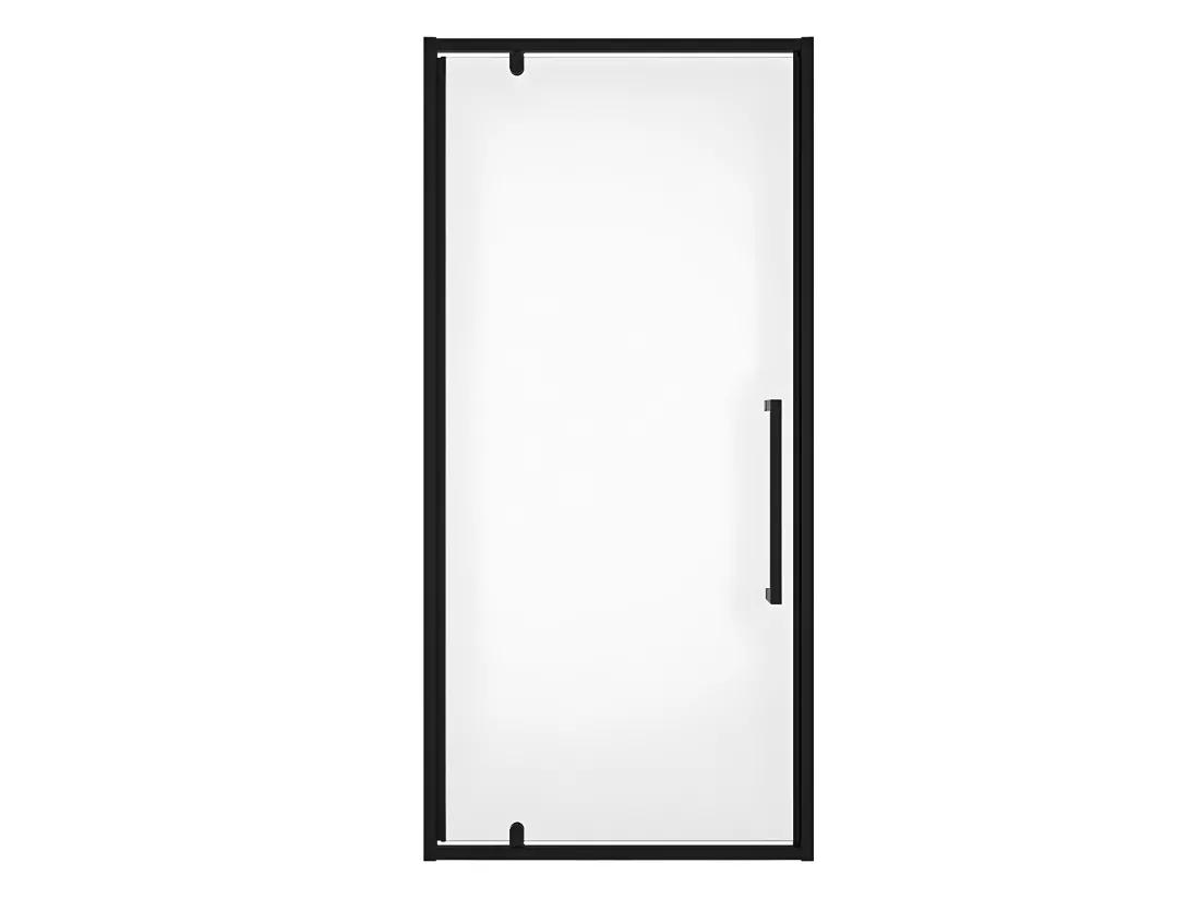 Porte de douche pivotante en métal noir mat au style industriel - 80 x 195 cm - TAMRI