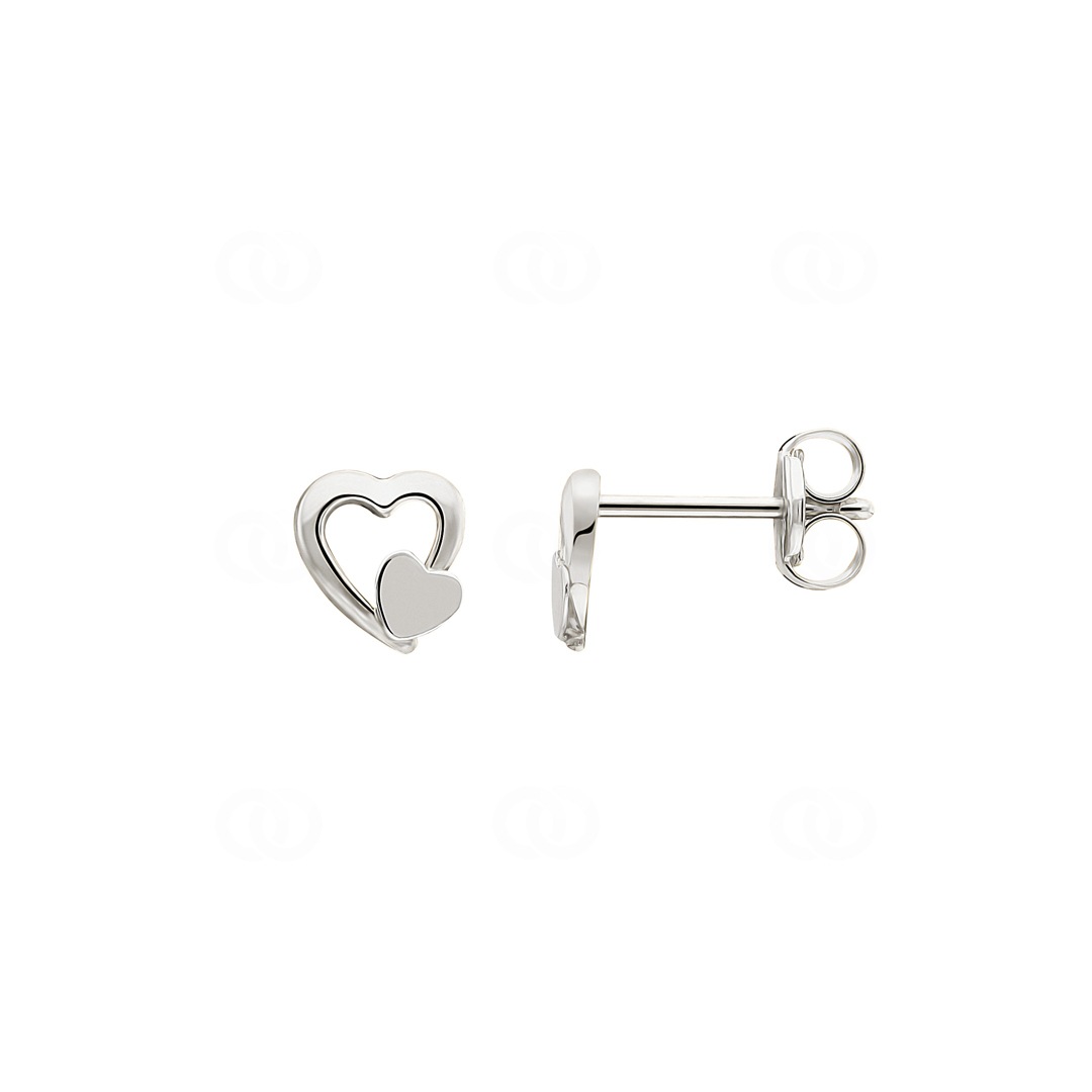 Ohrstecker 750/18 K Weissgold Herz