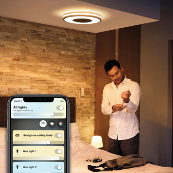 Philips Hue plafondlamp Being zwart  - wam tot koelwit licht 22.5W - met 1 dimmer switch