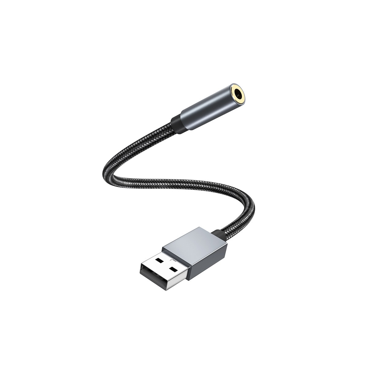 Overgangskabel for lyd, USB til 3,5 mm Grå