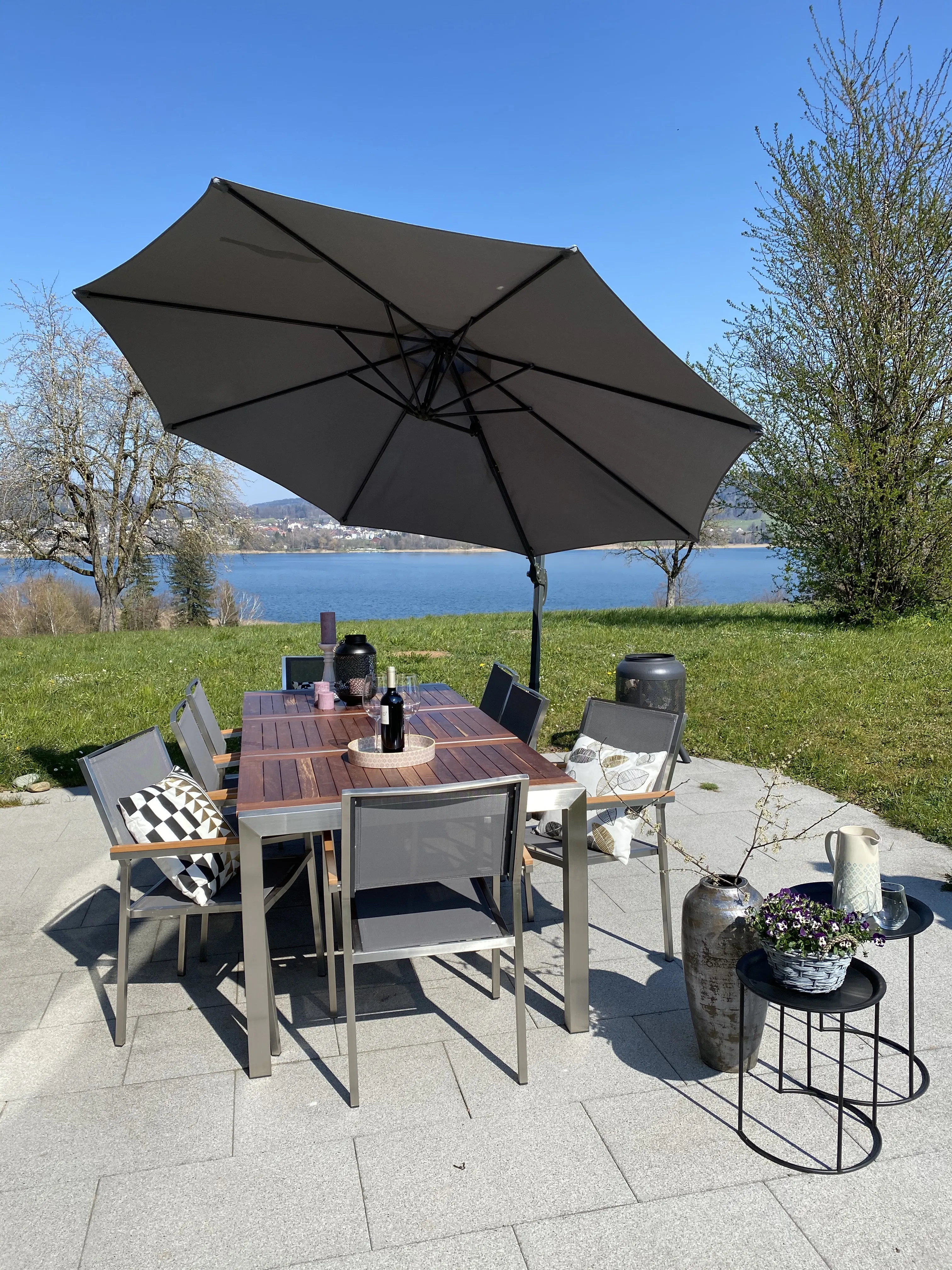 Zweefparasol 300 cm RAVENNA Donkergrijs