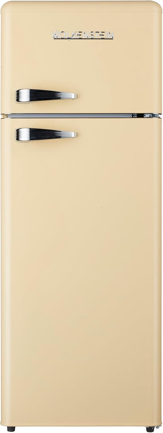 WOLKENSTEIN Retro Kühl-Gefrier-Kombination GK212.4RT SC211 Liter | Nostalgie Design Kühlschrank | 39 Liter 4 Sterne Gefrierfach | Nur 41 dB | LED-Beleuchtung | Silber Applikationen | Freistehend