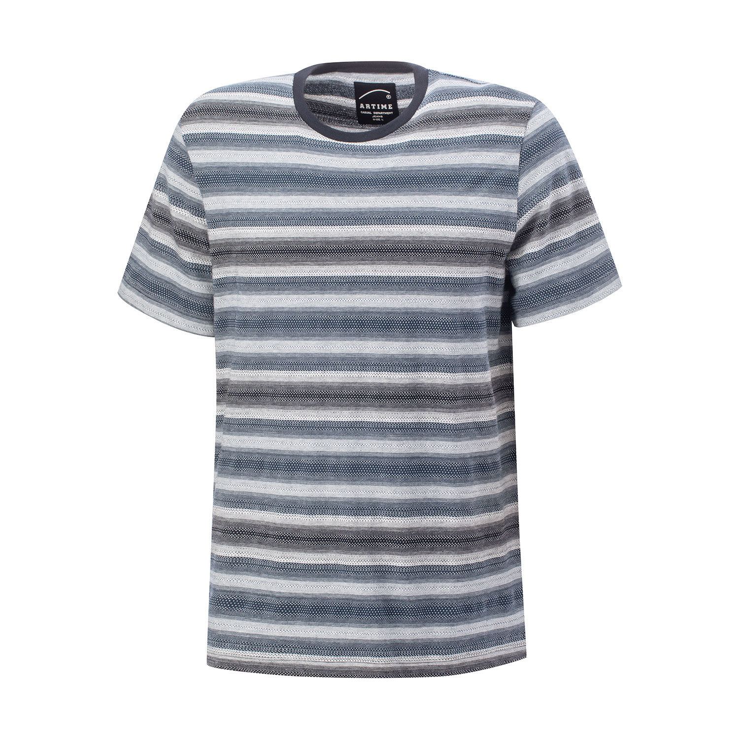 Gestreiftes blaues Baumwoll T-Shirt für Herren
