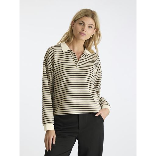 Neo Noir Sara Stripe Polo Bluse, Sand, 36
