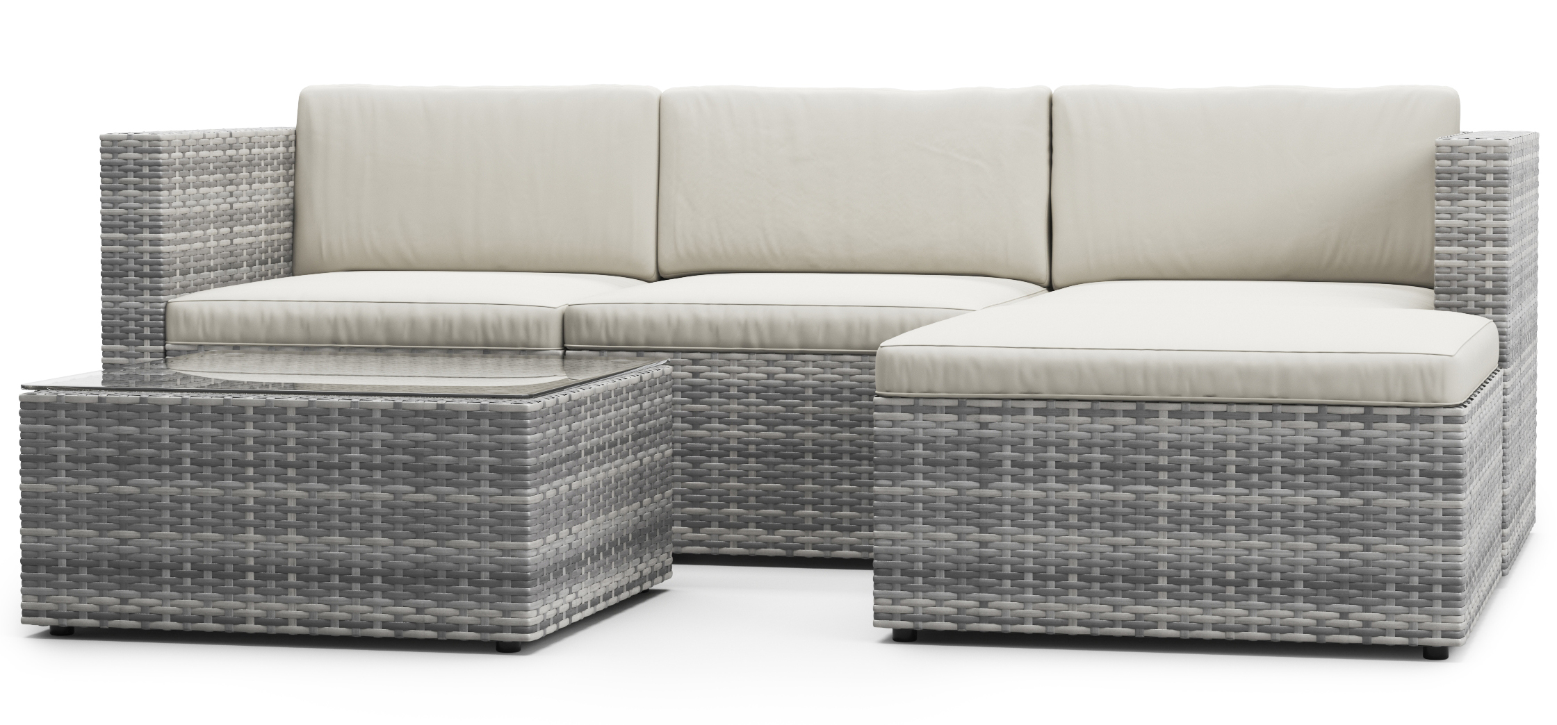 Rattanlounge MALIBU grau/beige