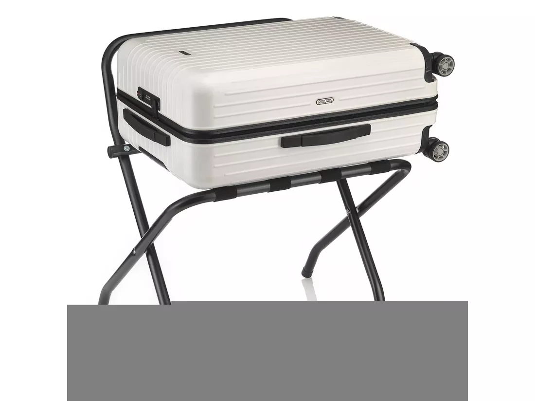 Porte-valise SUITE en métal noir, accessoire de chambre hôtel pour sac et valise, support valise et bagages pliable