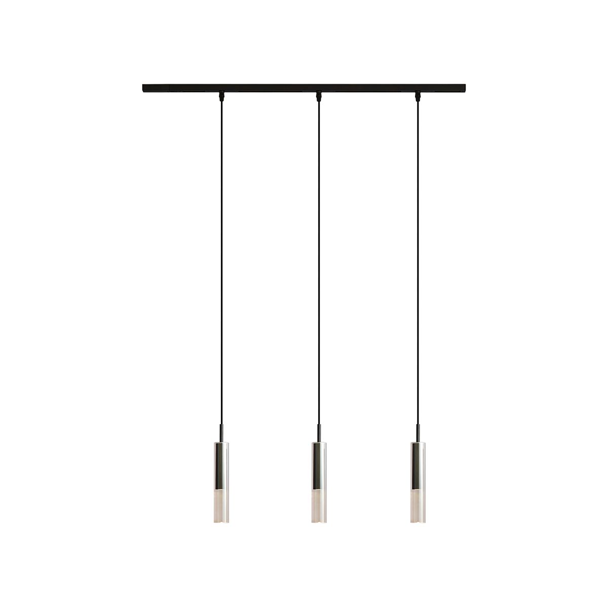 Modern railsysteem zwart met 3 hanglampen zwart met smoke glas 1-fase - Slimline Loyce